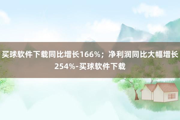 买球软件下载同比增长166%；净利润同比大幅增长254%-买球软件下载