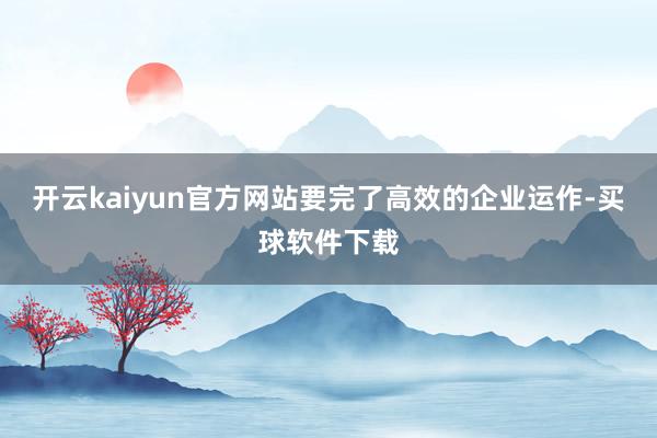开云kaiyun官方网站要完了高效的企业运作-买球软件下载