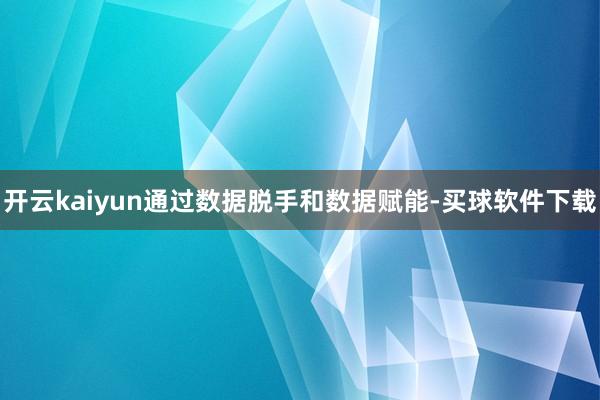 开云kaiyun通过数据脱手和数据赋能-买球软件下载