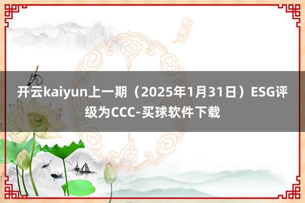 开云kaiyun上一期（2025年1月31日）ESG评级为CCC-买球软件下载