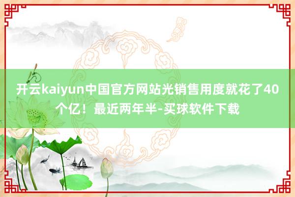 开云kaiyun中国官方网站光销售用度就花了40个亿！最近两年半-买球软件下载
