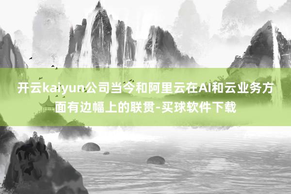 开云kaiyun公司当今和阿里云在AI和云业务方面有边幅上的联贯-买球软件下载